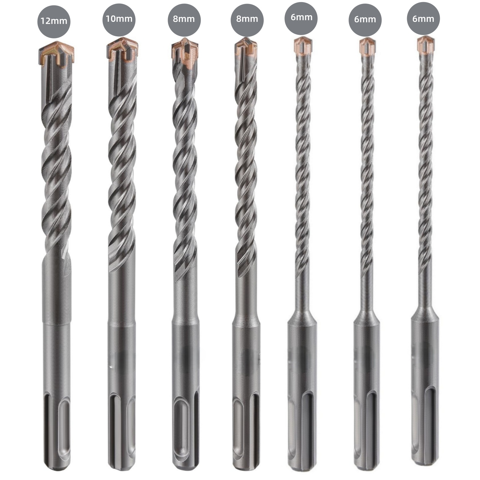 7pcs Sds Plus Rotary Hammer Drill Bit Set | Durable Rust-resistant For Concrete, Brick, Stone & Brick Surfaces - Efficient Drilling, Long-, Concrete Drilling, Construction, High-quality Drill Bits