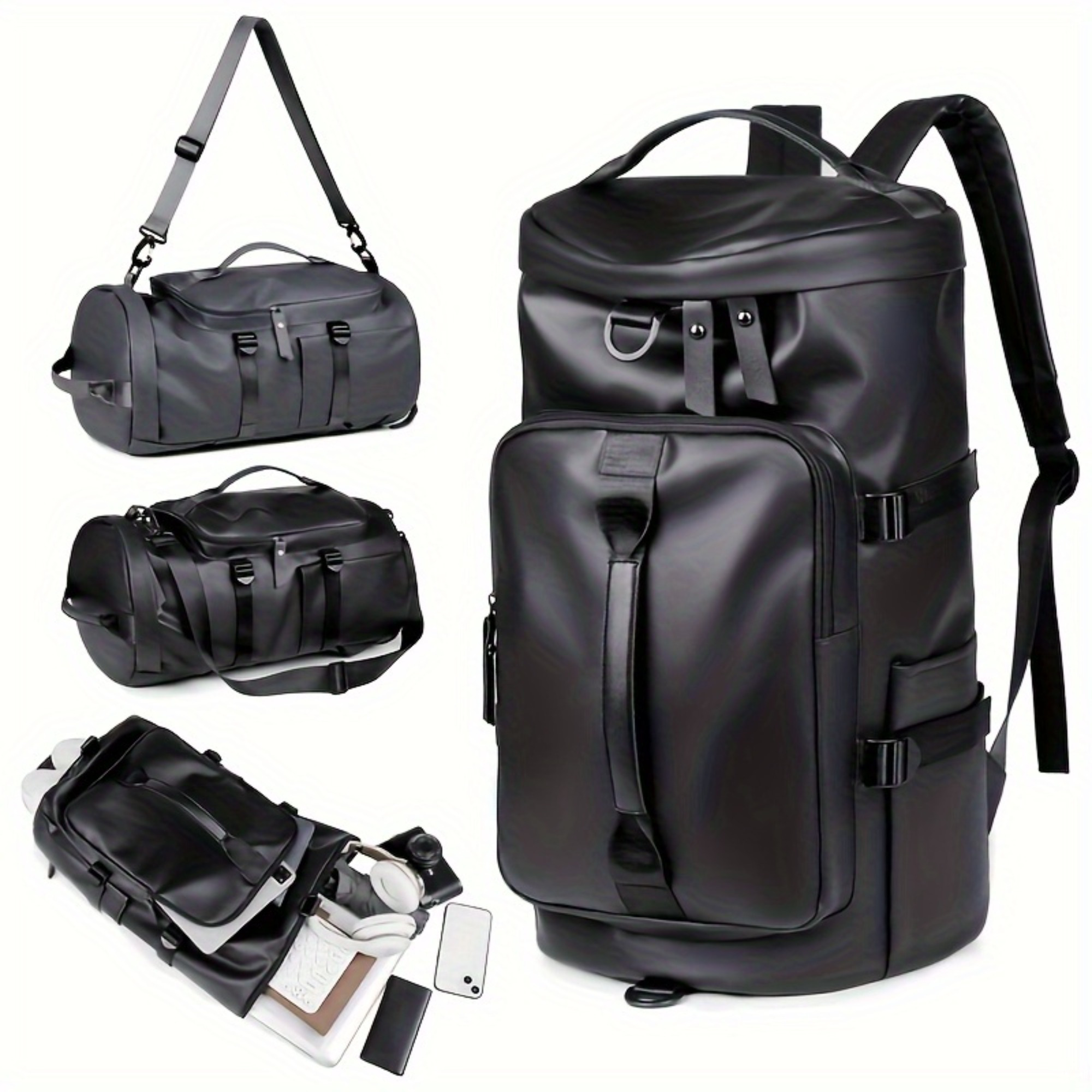Men's backpack Outdoor Men's Large Capacity Convenient Dual-Use Backpack and Tote Bag, Black & Gray Casaul Pack with Multiple Ways to Carry Suitable for Fitness Travel Multi-Purpose Ideal Gift, Expandable Backpack for Men, Large Capacity Travel
