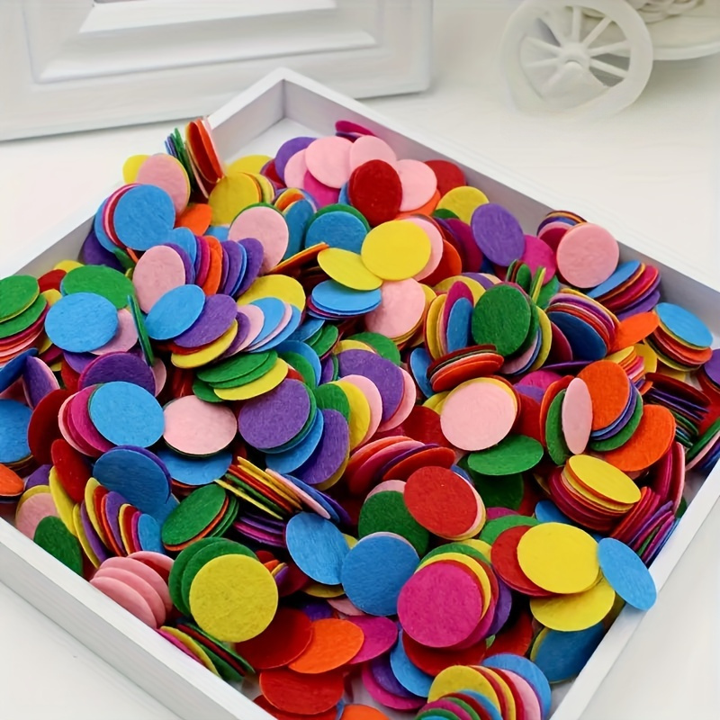 Image of 250pcs Vibrant Felt Circle Set - Assorted Colors For Diy Crafts, Sewing Projects & Creative Decorations, Soft Fabric Material, Ideal For Handcrafted Items, Sewing Supplies Accessories