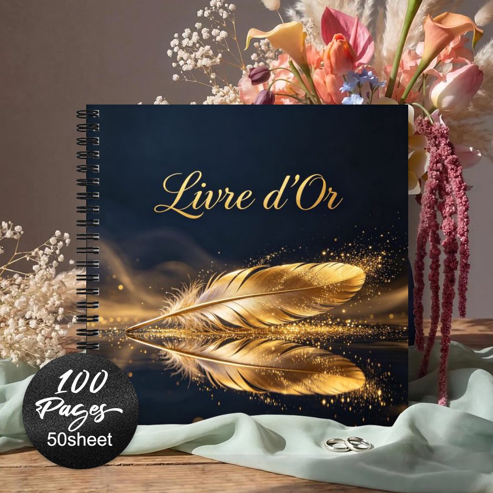 TEMU 1 pièce 'or français, Journal de souvenirs souvenir sur le thème de la plume dorée pour souvenirs et vœux, parfait pour que signent d'une