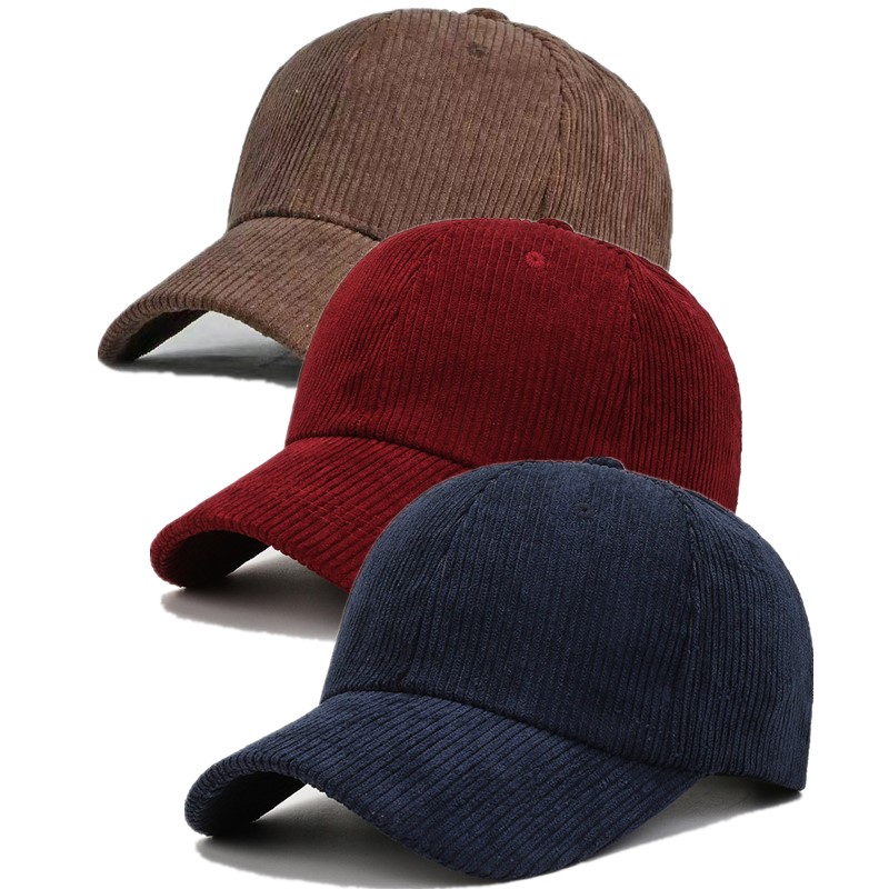 TEMU 3pcs Spring Autumn Winter Adjustable Corduroy Baseball Caps Outdoor Travel Men's Outdoor Baseball Cap Women's Twill Baseball Cap