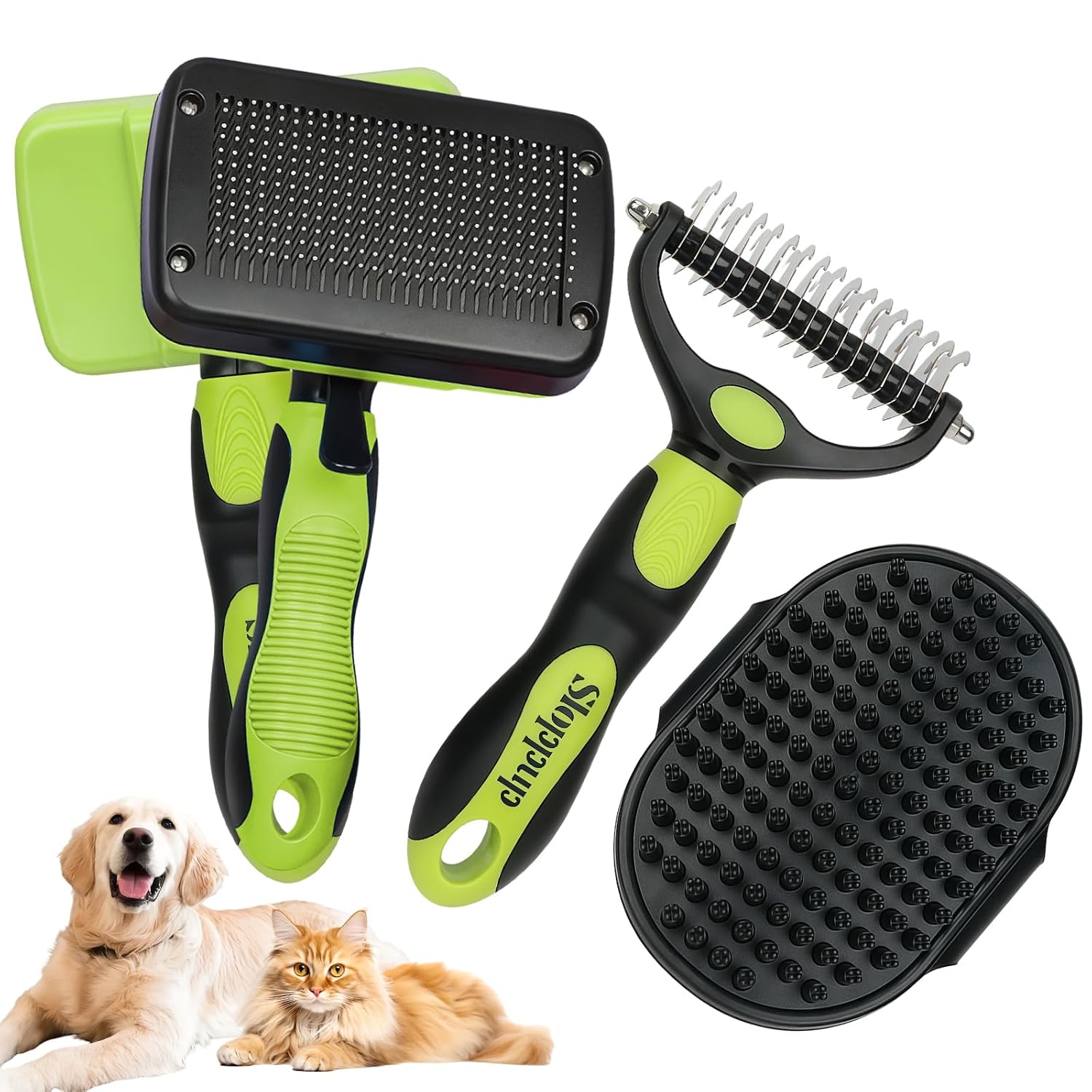 Image of 3pcs Grooming Kit, Stainless Steel Dematting Comb And Deshedding Rake For Dogs And Cats, Professional Mats And Removers For Long And Short Hair