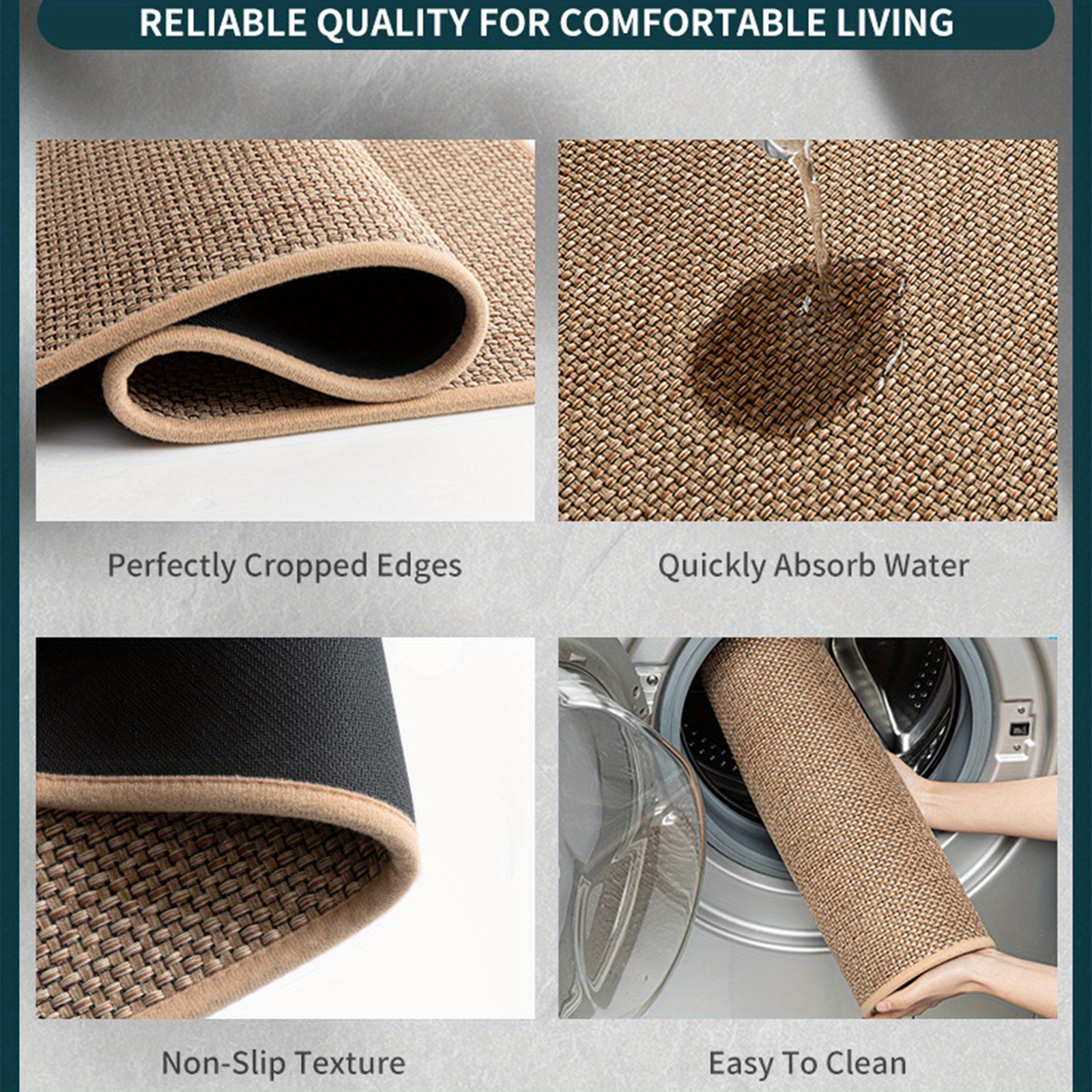 Durable non-slip rubber backing of the kitchen runner rug