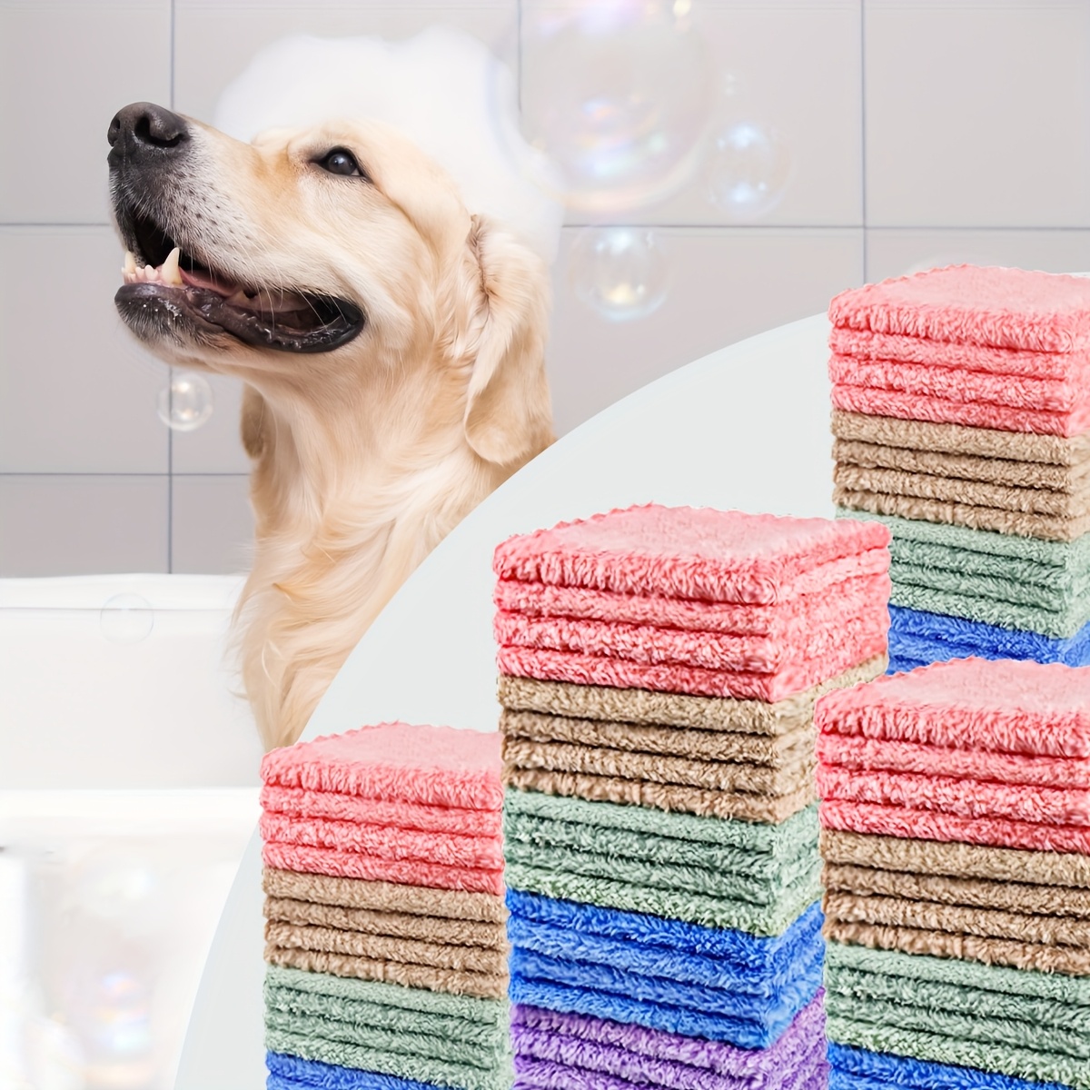 TEMU 20pcs Set Of Soft, Absorbent, Solid- Towels - Skin-friendly, Quick-drying Square Towels, Essential For Home Bathrooms 9.05 X 9.05 Inches