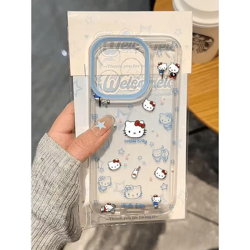 

Sanrio Cute Pattern Hello Kitty Blue Mobile Phone Case For Iphone7/8/se 11 11promax 13 14 12mini 13mini 15 15pro 15promax 16 16pro 16promax Cartoon