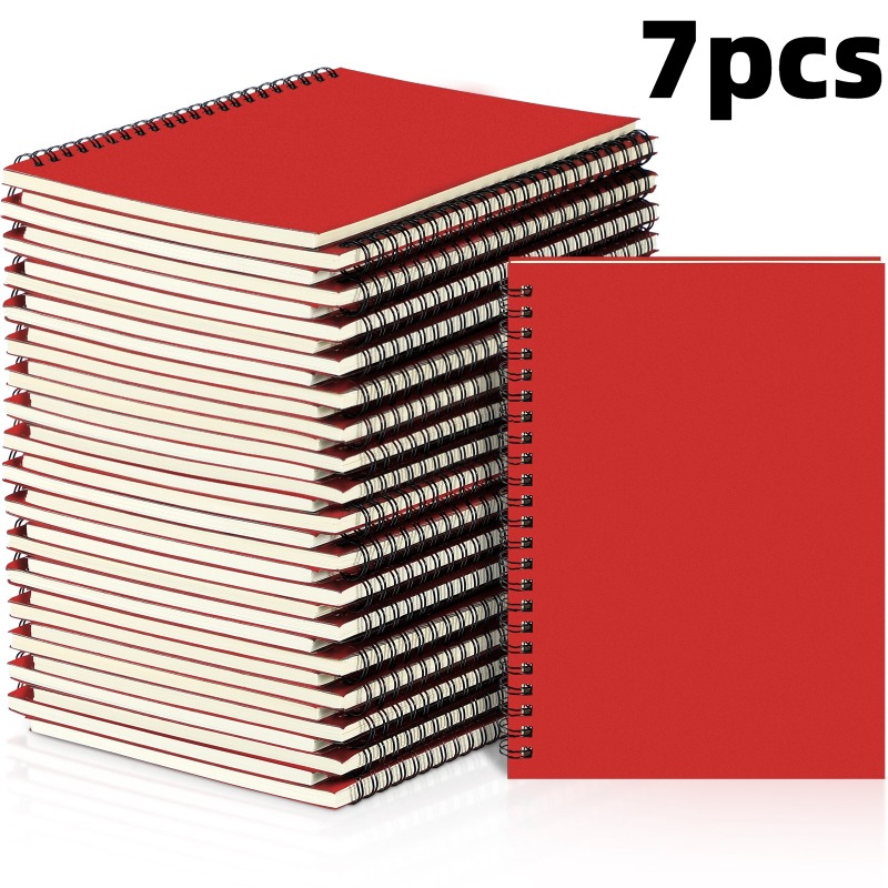 item picture 7pcs spiral notebook bulk a5 journal lined 8 3 x 5 5 writing composition paper small notepad subject notebook office business back to school supplies red