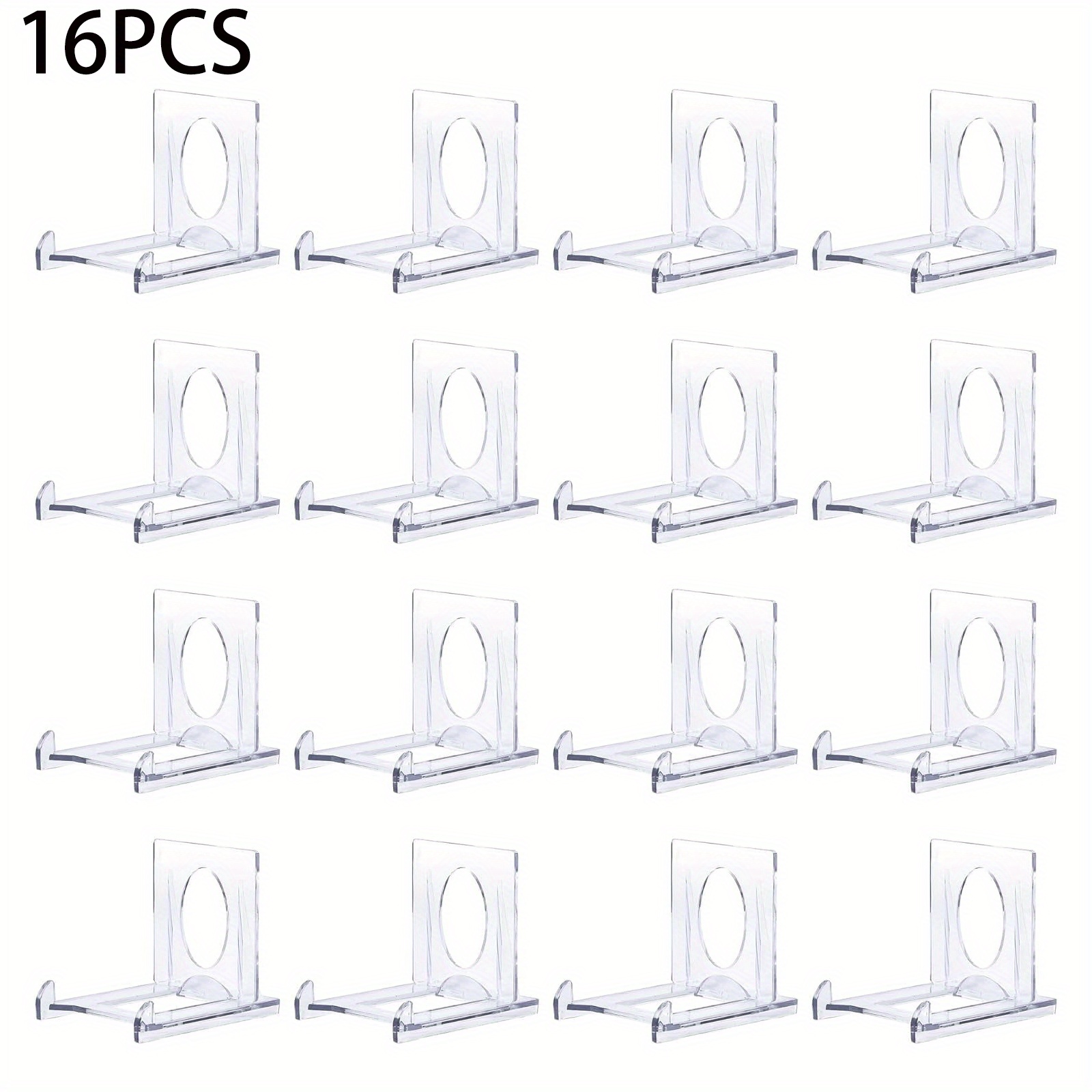 TEMU 16pcs Set Of Small Acrylic Stands Designed For Displaying Trading Cards, Featuring Mini Clear Easels That Can Support Challenge Medals, , And