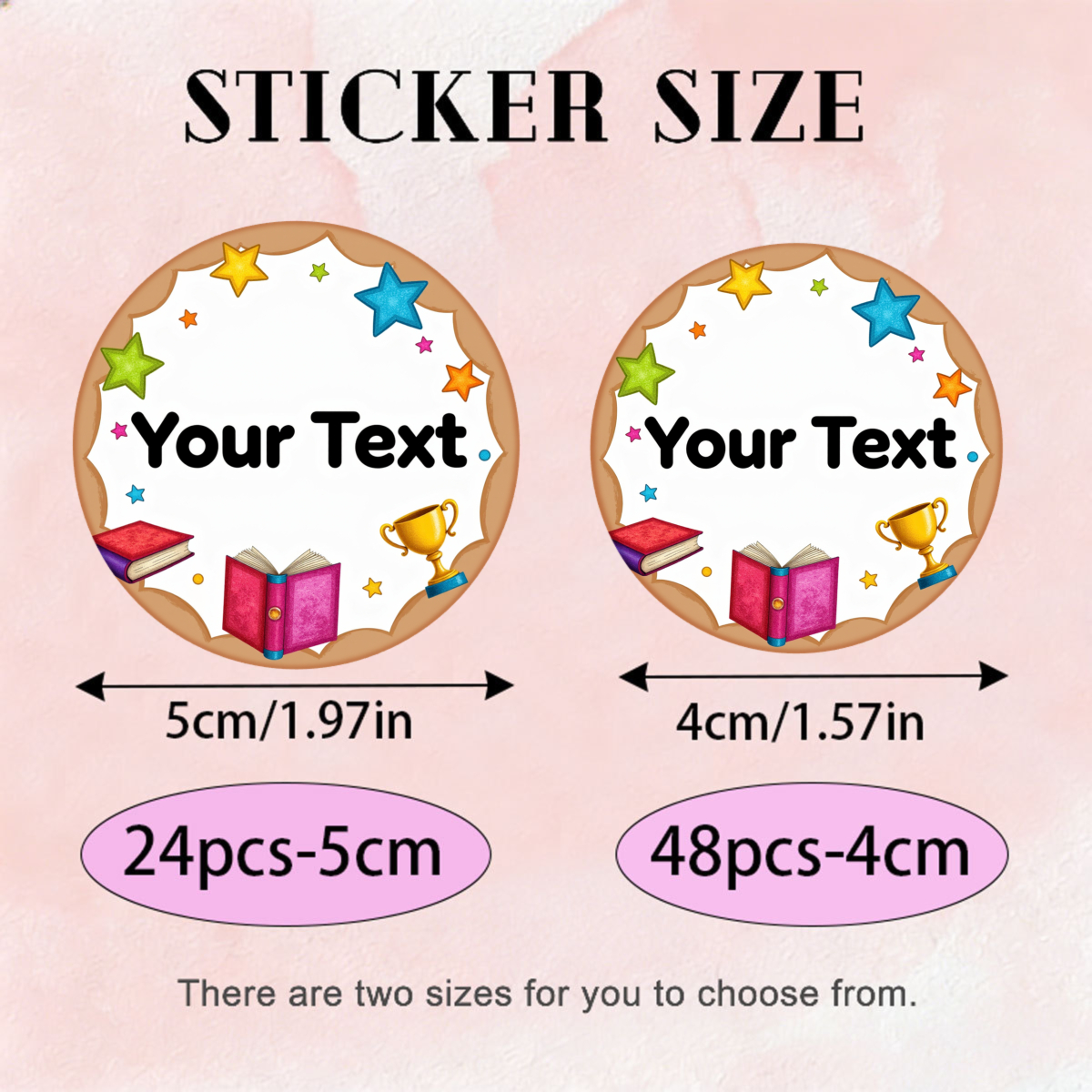 TEMU 24pcs 48pcs Custom Stickers Round Shape White Background Color Books Stars For School Classroom Decoration Party Favor Gift Ideas