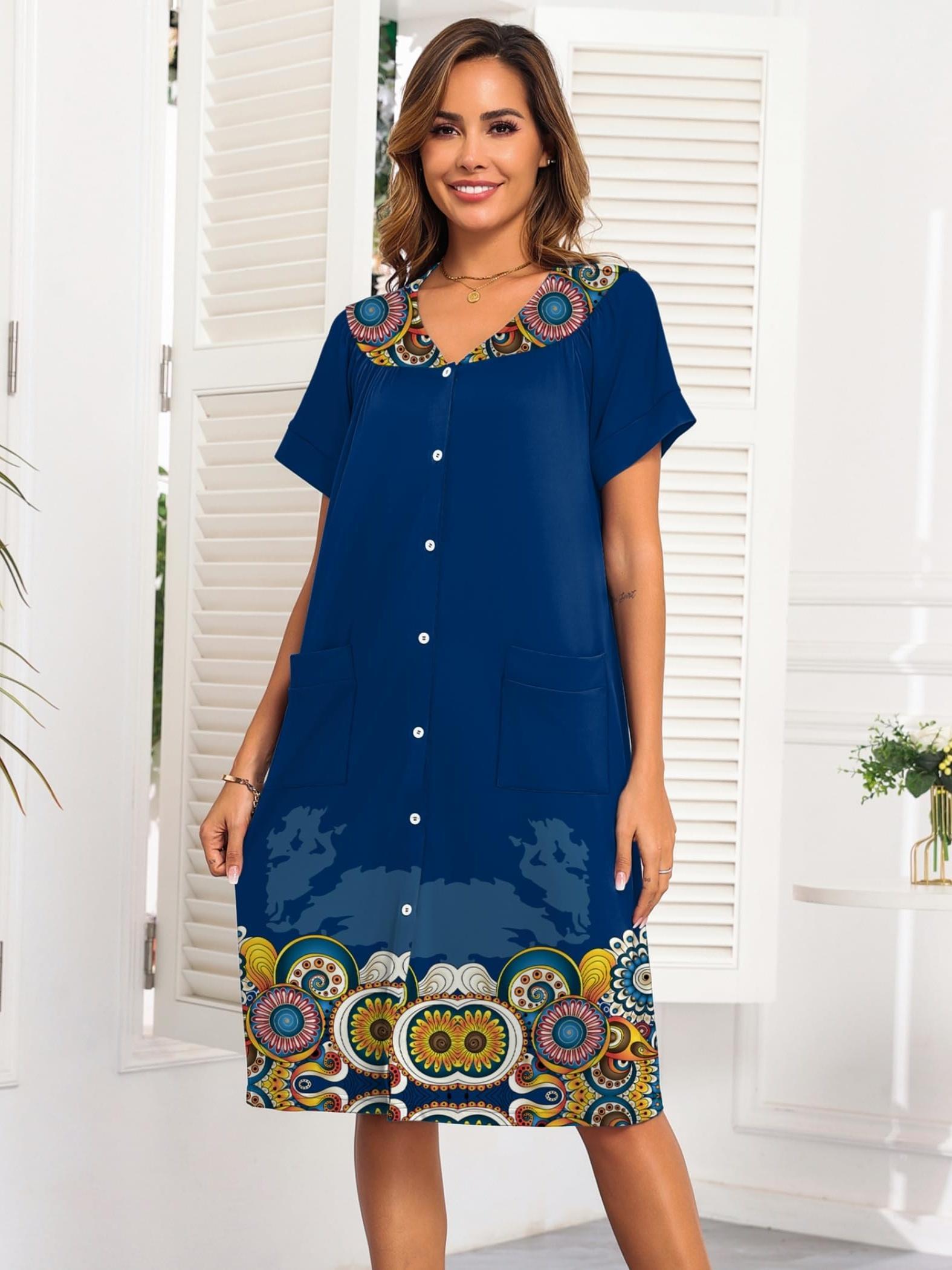 vestidos casa mujeres bolsillos botones camisones noche Temu