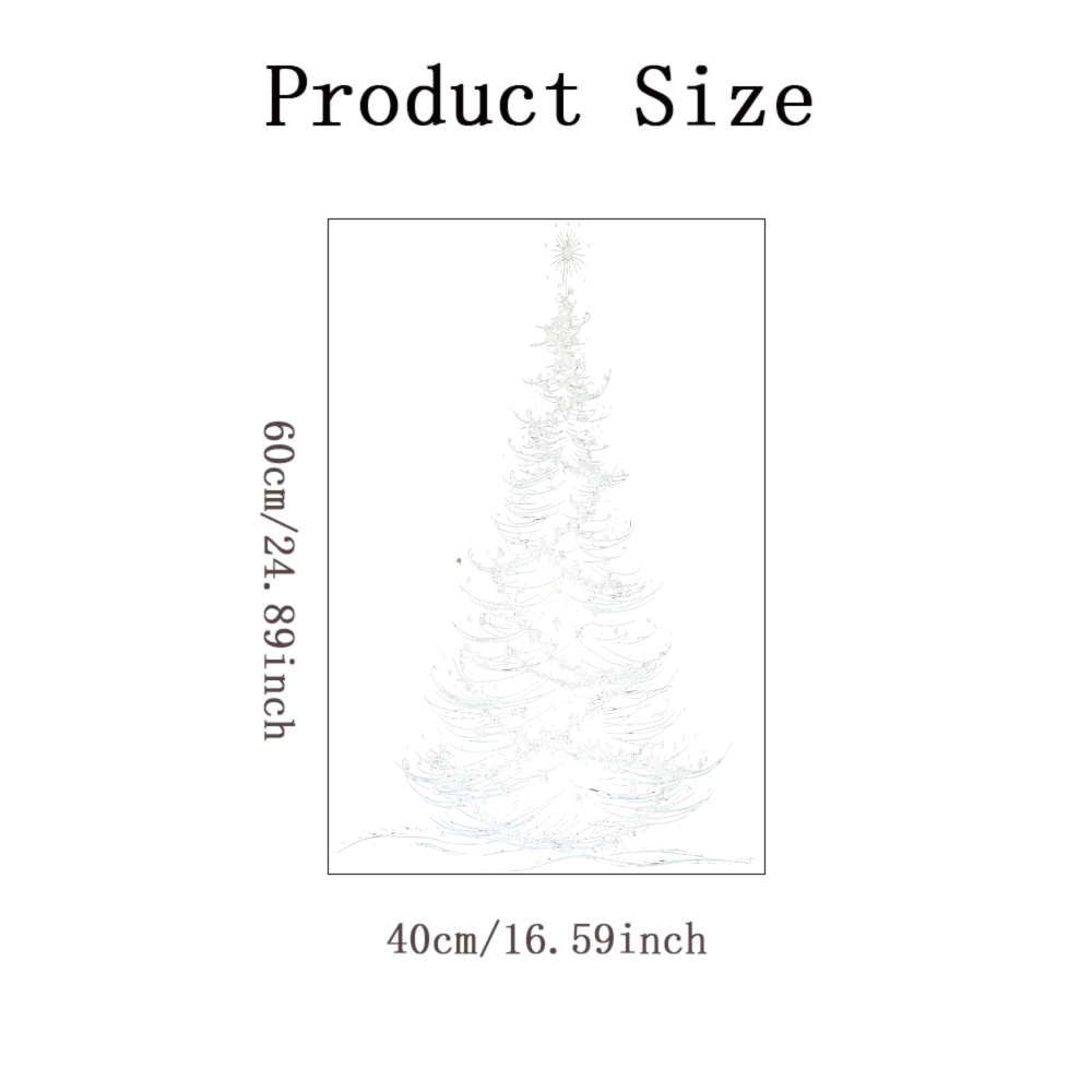 TEMU 1pc Minimalist White Line Art Christmas Tree Irregular Static Window Clings Window Stickers Festive Holiday Decoration For Room Bedroom Shop