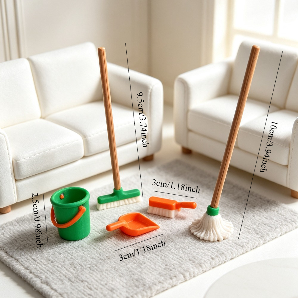TEMU 5pcs Mini Simulation Cleaning Tool 1:12 Doll House Furniture