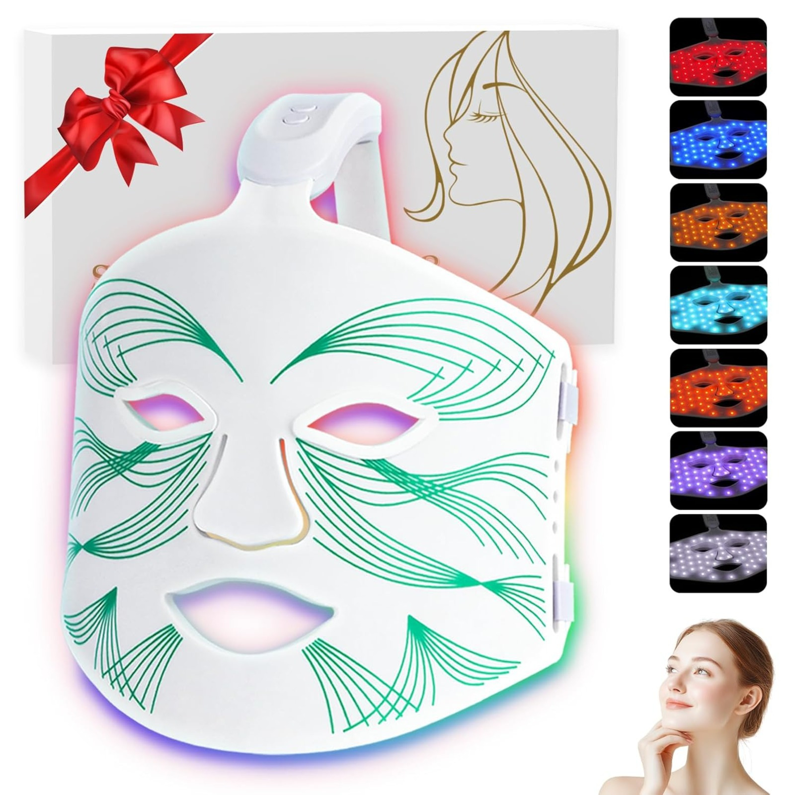 

Usb Rechargeable Led Mask With Options - Fragrance-free, Soft Silicone, Suitable For Types,