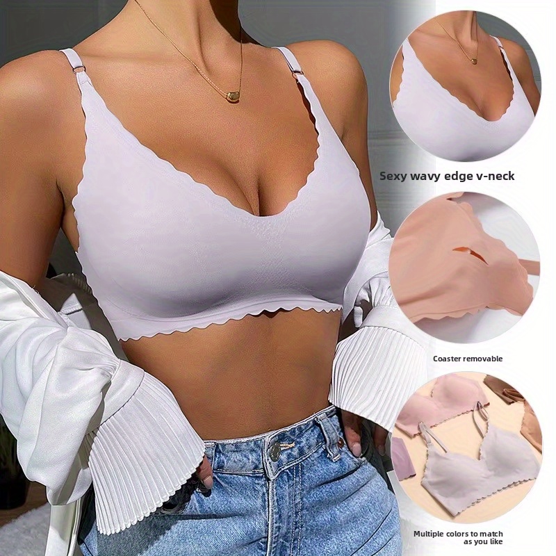 7pcs womens wireless bras seamless braslette with deep v neckline non slip   base soft everyday bras for under corset   yoga clothing multi color options red   gray white blue brown must have everyday special occasion bras Product details 2