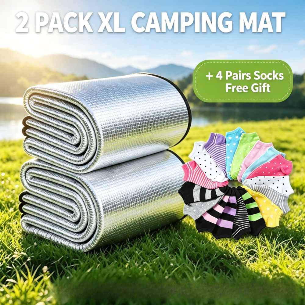 TEMU 2pcs Oversized Outdoor Camping Set And 4 Pairs Random Colors Athletic Socks, Camping Picnic Mat Made Of Epe Material, Foldable Portable Outdoor