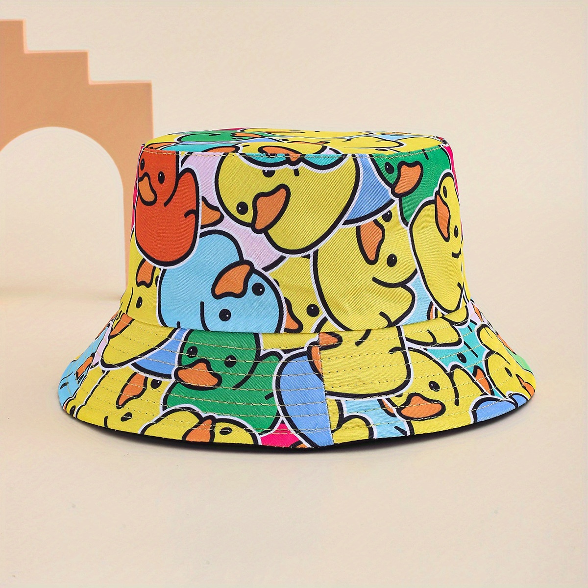 TEMU 1-pack 2025 /summer Unisex Reversible Bucket Hat With Printed Pattern, Beach Hat, Outdoor Travel Bucket Hat