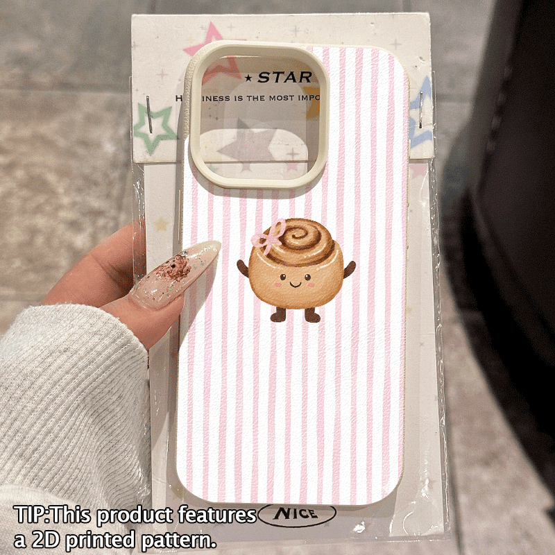 TEMU Phone Case: 1 X New Cute Light Pink Striped Bear Doll Pattern Lychee Texture Drop-proof Tpu Phone Case For Iphone 17/17 Air/17 Pro/17 Pro Max,