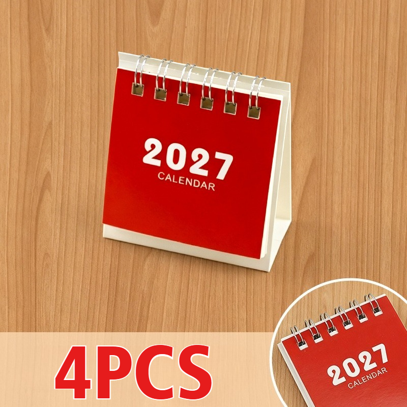 TEMU Set da 4 pezzi Mini Calendario da Scrivania 2027 a Spirale con Base Autoportante, Calendario a Sfogliamento, Pianificazione Giornaliera, Regali