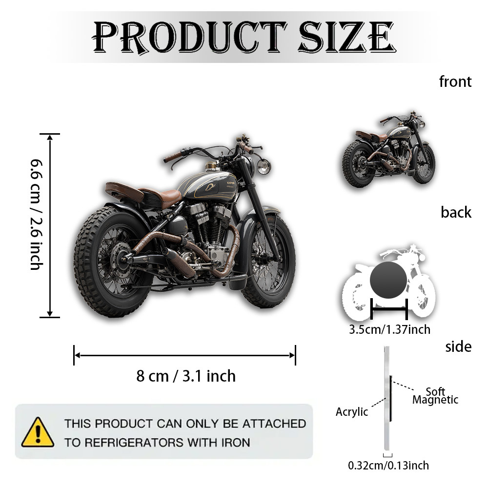 TEMU Vintage Black Motorcycle Model - Retro With Glossy Fuel Tank & Wooden Handlebars, Acrylic Display Suitable For Cave Decor, Gift For Motorcycle