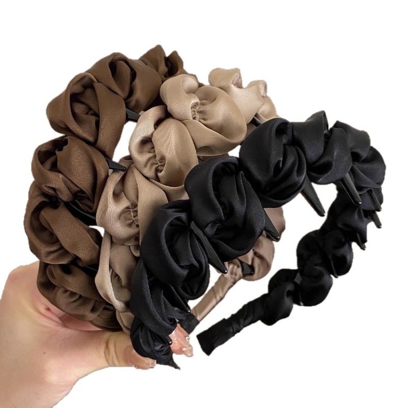 Image of 3pcs Set: Ultra-ethereal Pleated Bubble Headband For Women, High Crown Top With Teeth, Headband And Hair Clip, Versatile Accessory For