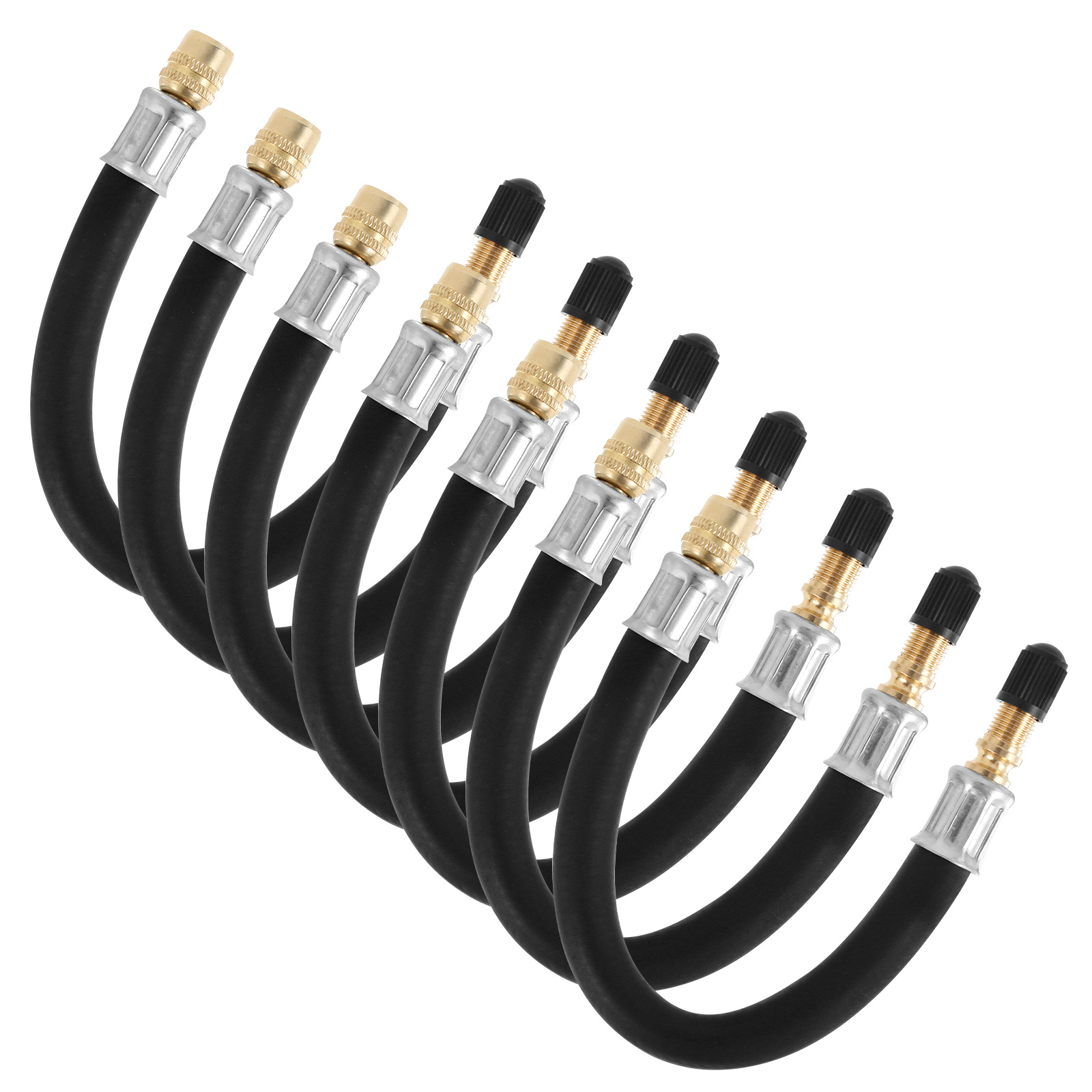 TEMU 210 Black Tubes, 7 Sold As A Set, 7 Valve Stem Extenders, 8.25-inch Extended Tire Valve Adapters, Suitable For Rv, Bicycle, Motorcycle, Scooter,