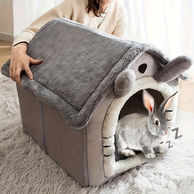 

Cozy Pet Cottage | Removable & Washable | Ideal For Rabbits, Puppies, And Kittens | Soft Acrylic Fiber | Easy To