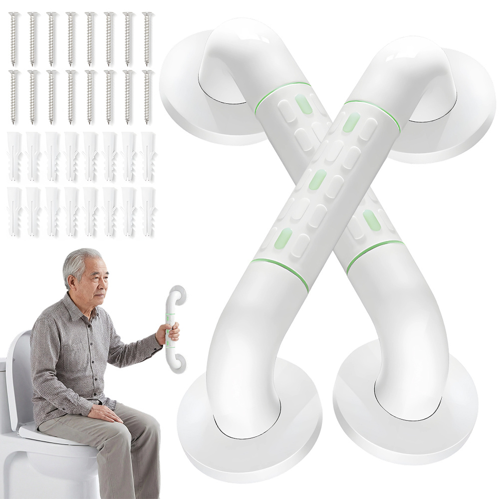 2pcs Stainless Steel Safety Handrails 30cm Anti-slip With Luminous Function For The Elderly Disabled People Pregnant Women