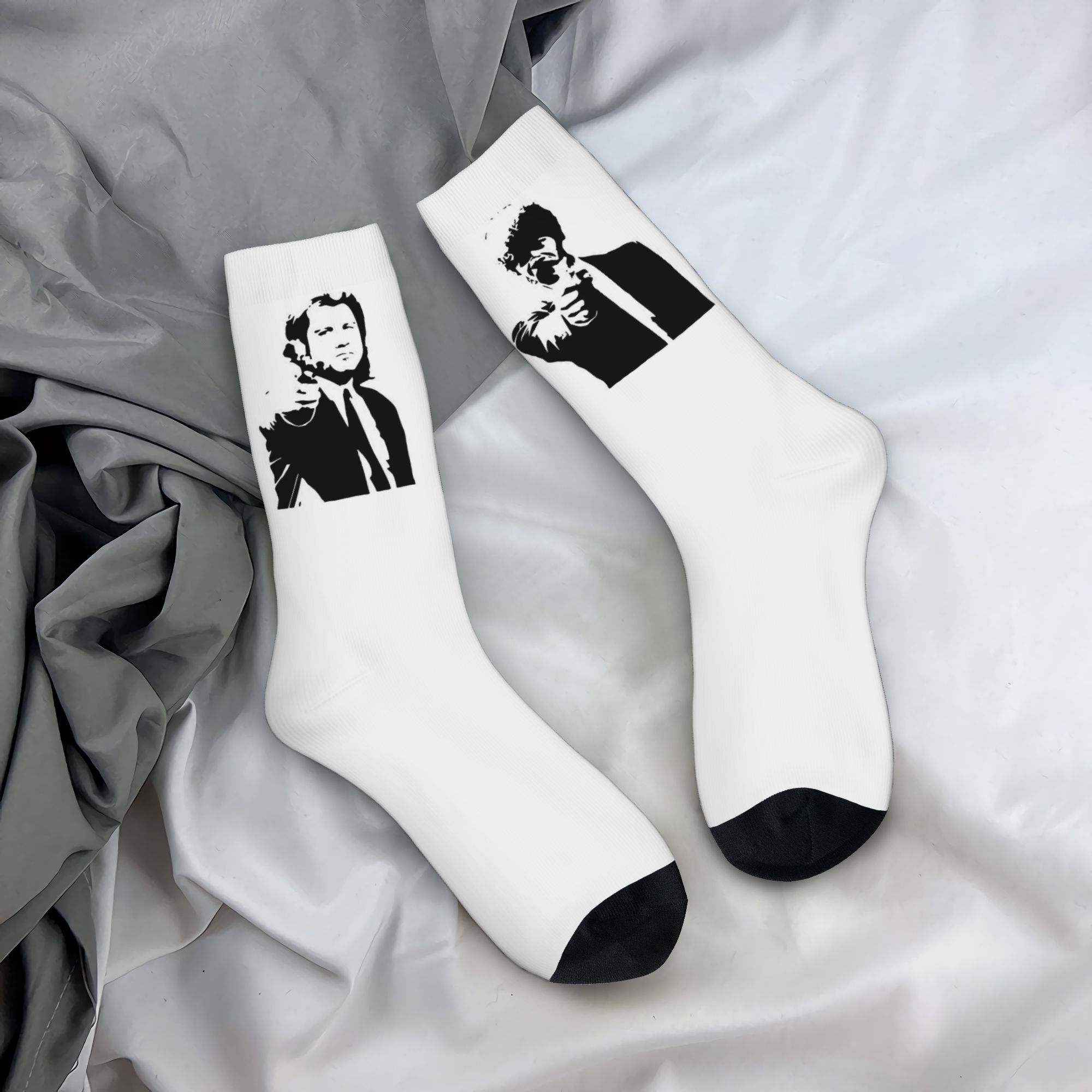 TEMU Skarpetki z Pełnym Nadrukiem Filmu " Fiction" - Wygodne, Elastyczne Poliestrowe, Uniseksowe, Całoroczne, Idealne dla Fanów " Fiction" i Prezent
