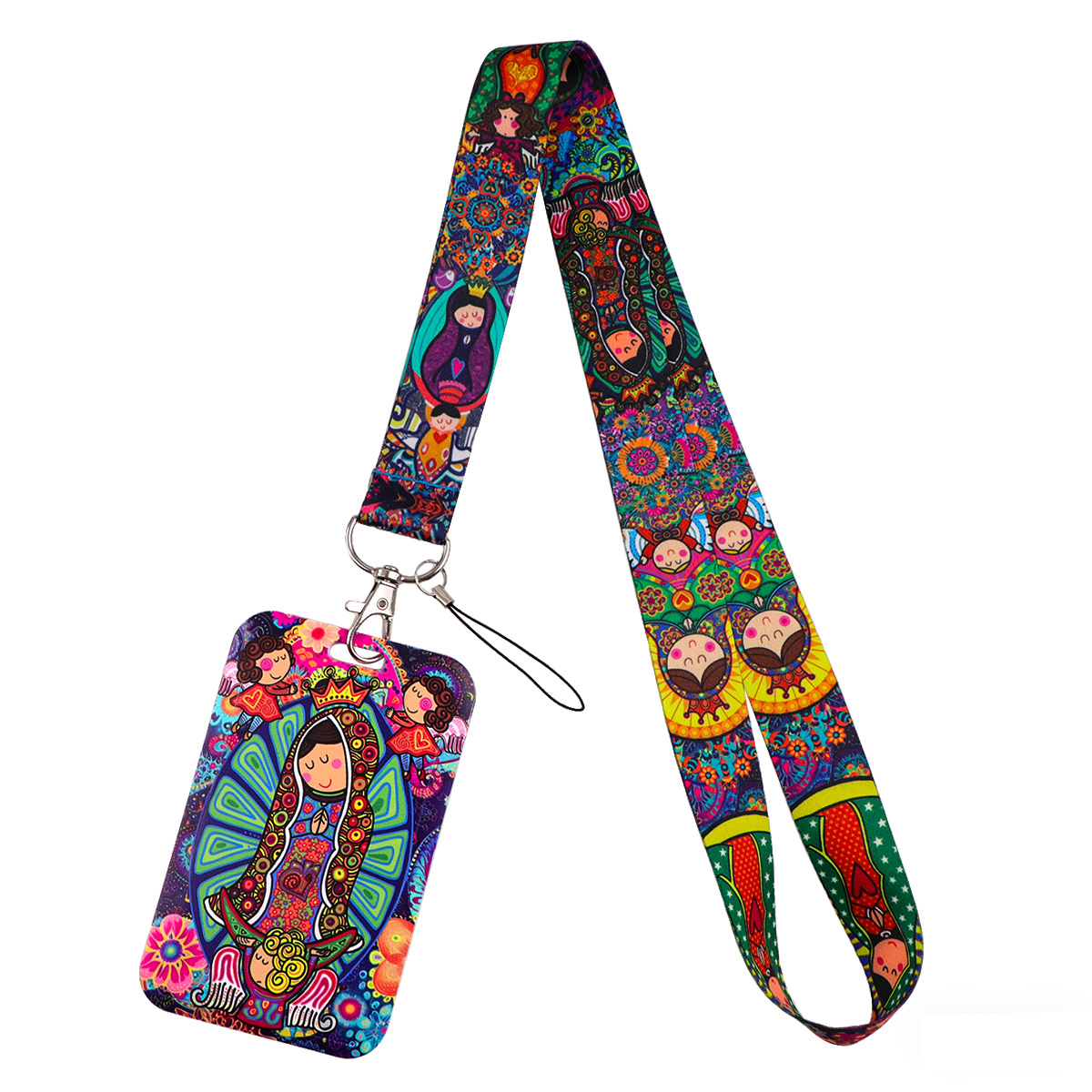 TEMU Ensemble de lanière 1 pièce en fibre de polyester avec porte-badge, dragonne et porte-clés pour salle de sport, téléphone portable, badge USB,