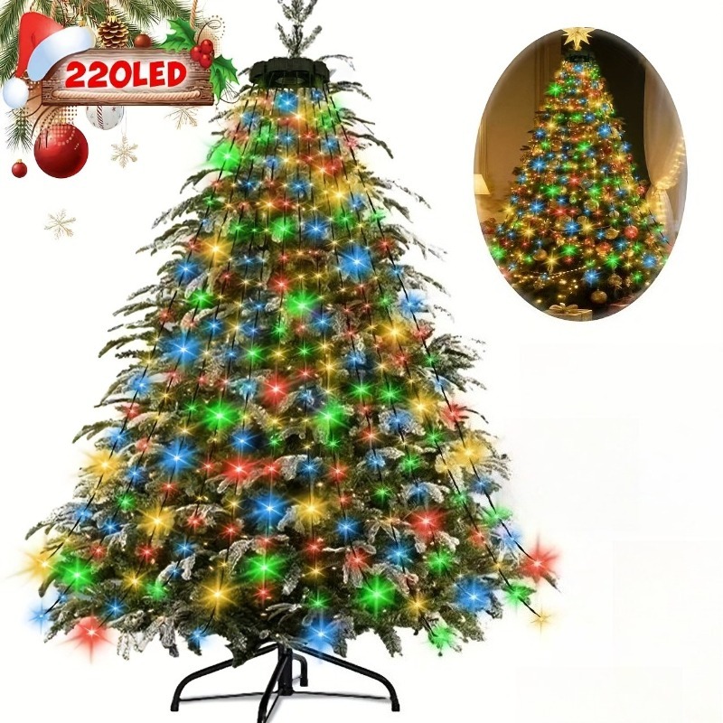 TEMU 220 Led Christmas Indoor Waterfall String Lights | 11 Strands Of 78.74-inch Waterfall Tree Lights, 8 Lighting , Usb Powered String Lights,