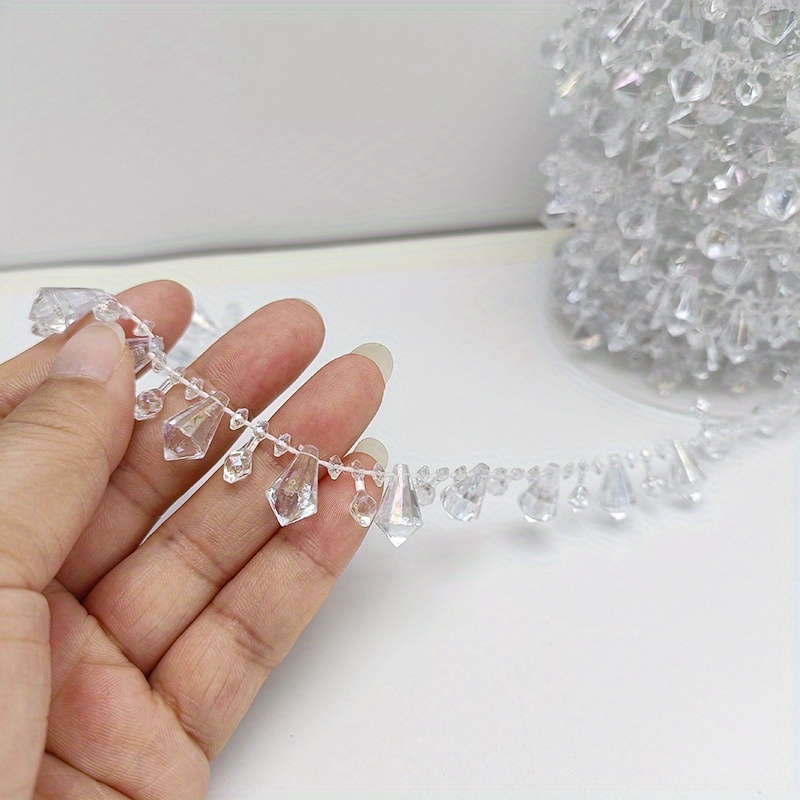 TEMU Guirlande de de 10 Mètres (33 pieds) - Perles Acryliques Extrêmement Scintillantes, Transparentes - Pour Mariages, Fêtes et Décorations Maison -