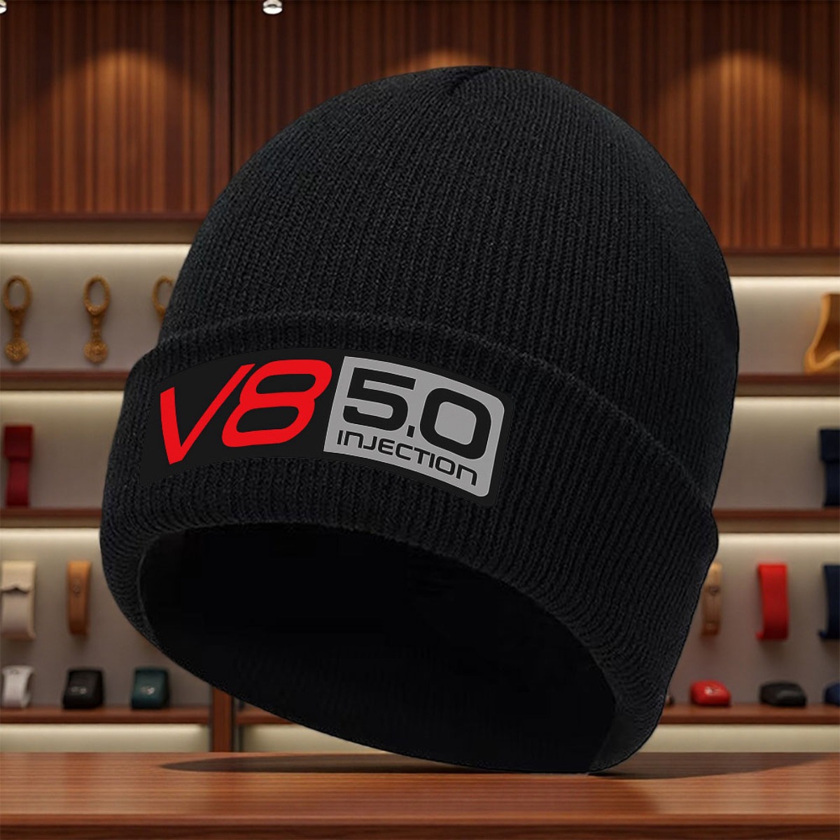 TEMU 1pc 2025 N Grey Vn 1 32gal Badge Hip Hop Street Skiing Daily Casual Acrylic Hat Brimless Toque Warm Stretchy Foldable Cold Proof Autumn Winter
