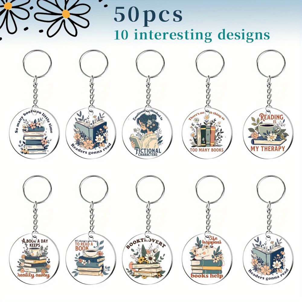 100 Buchige Schlüsselanhänger Aus Acryl – 20 Designs Für Buchliebhaber & Leserunden