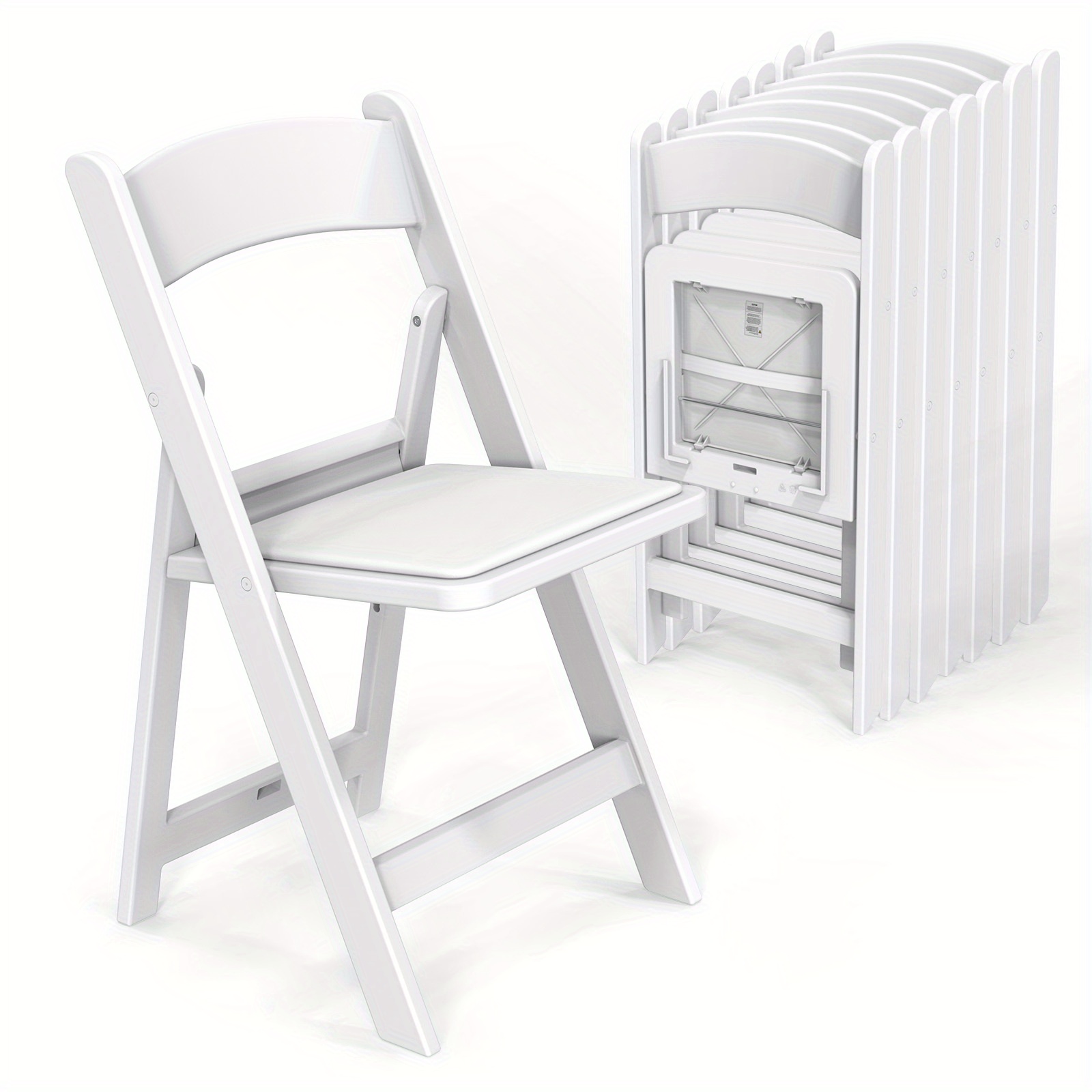 TEMU Bonnlo 1/ 2/ 4/ 8-pack Resin Folding Chairs With Cushioned Seats, Foldable Plastic Chair With Comfortable Padded Seats, Outdoor Indoor Event