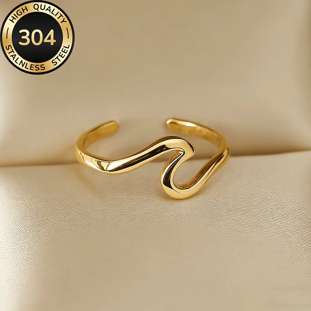 Wave Ring, Hypoallergenic Stainless Steel, Elegant Daily Wear