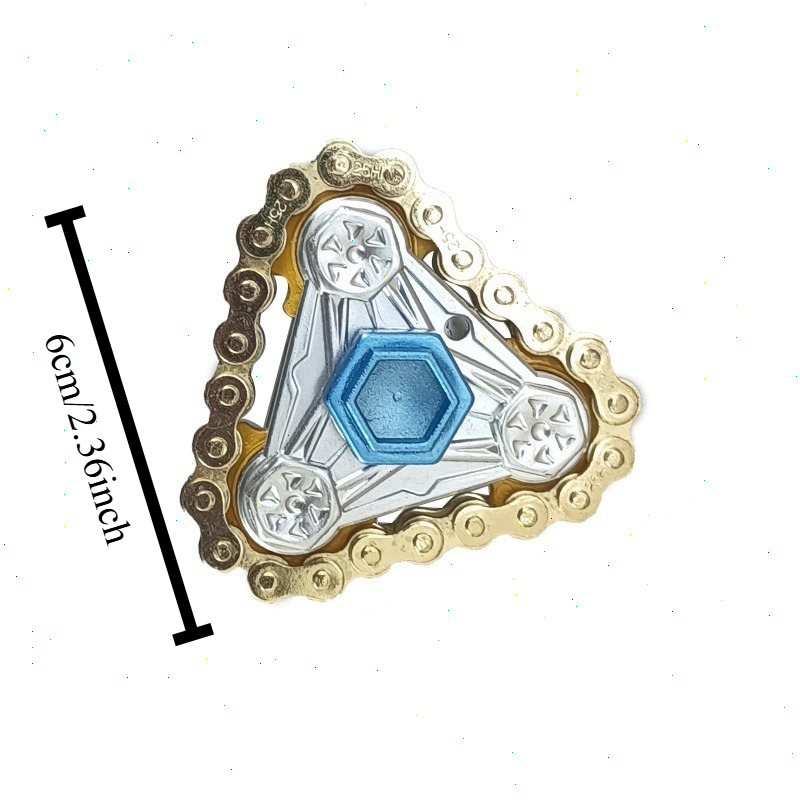 TEMU Triangular Alloy Gear Fidget Spinner Chain Tooth Toy Style Random