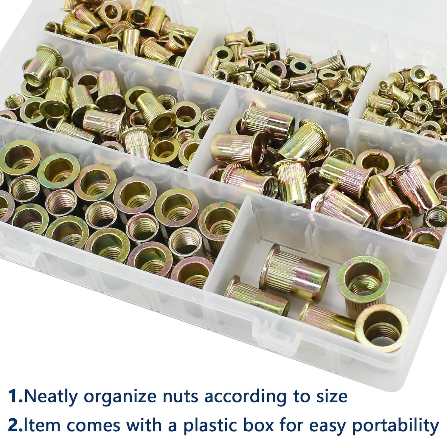 TEMU 300-pack Carbon Steel Rivet Nut Kit 150pcs Metric 150pcs Sae Threaded Rivetnut M3 M4 M5 M6 M8 6-32 8-32 10-24 10-32 1/4
