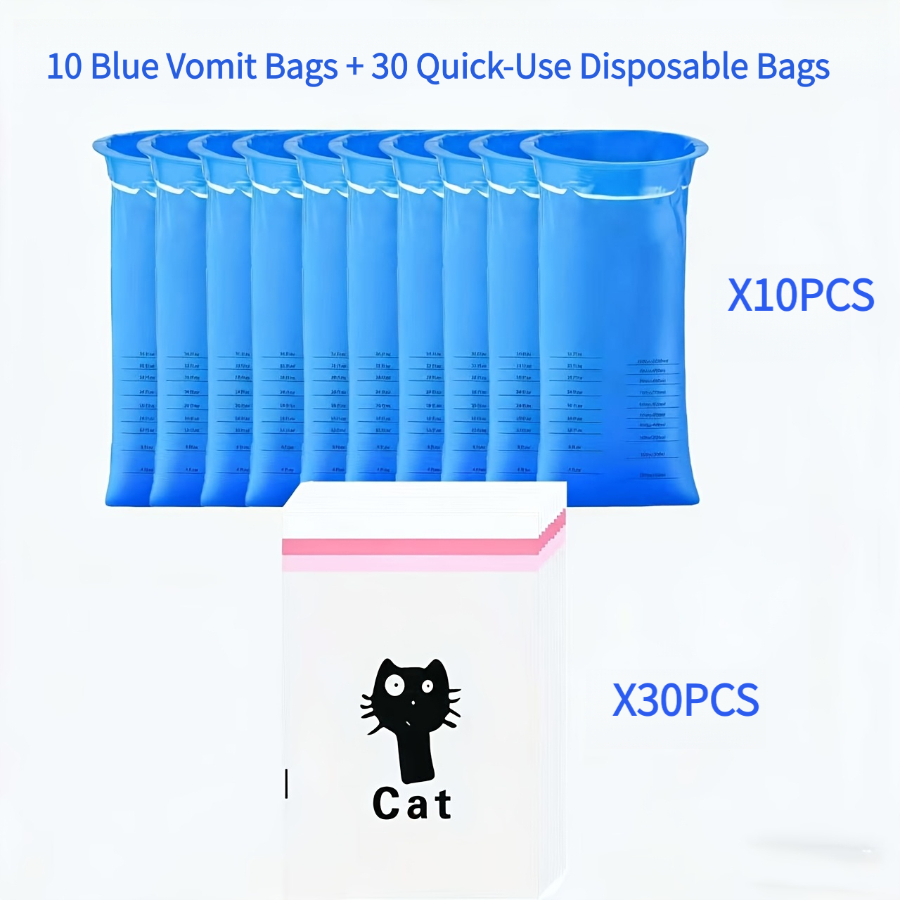 TEMU 40pcs Assorted Disposable Vomit Bags And Car Trash Bags, Thickened Leak-proof And Odorless Material, Easy To , Suitable For Travel, Vehicle