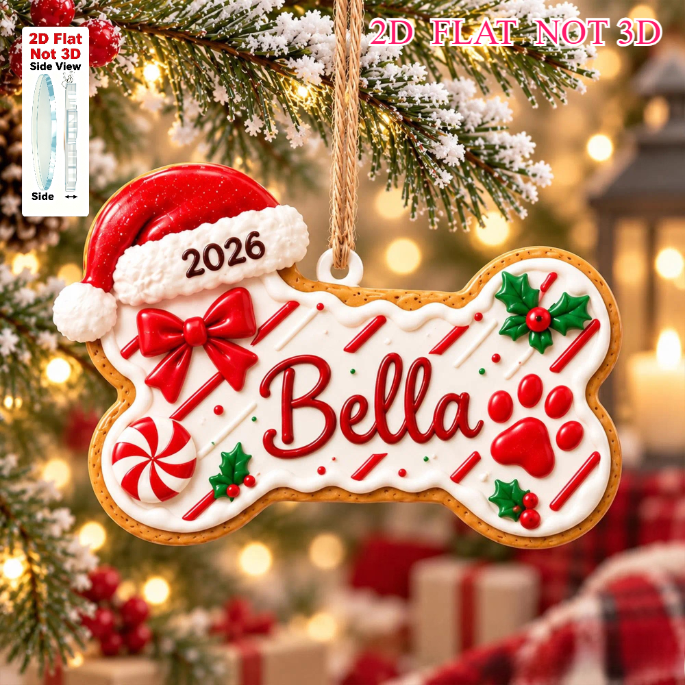 TEMU 2d Flat, Custom -shaped Gingerbread 2d Acrylic Christmas Ornament – Dog/pet Ornament, Gift For Dog Lovers, New Puppy Keepsake, Christmas