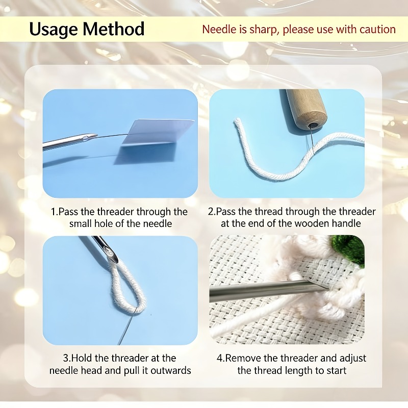 Punch Needle Tool Kit for Embroidery, Complete Set with Needles