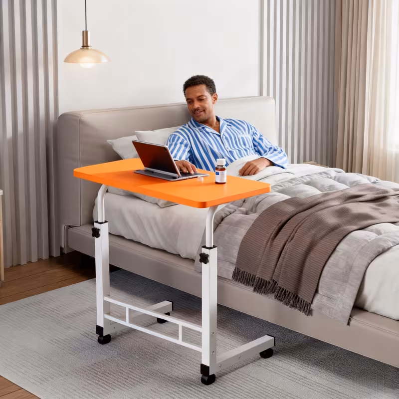 adjustable height rolling nursing layer design with 2 layer shelves space saving heavy duty grade table suitable for elderly patient home and care perfect tool 8 colors Product details 2