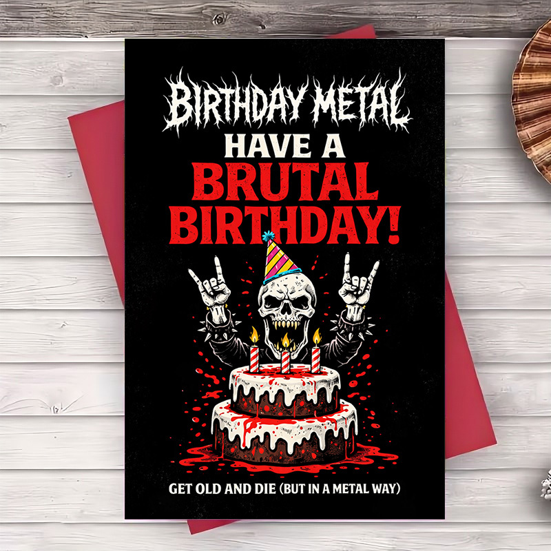 TEMU 2 stuks (één en één wenskaart) Metal Verjaardagskaart voor Metal Fans en Rockmuziekliefhebbers – Perfect voor Vrienden of Broers/Zussen die