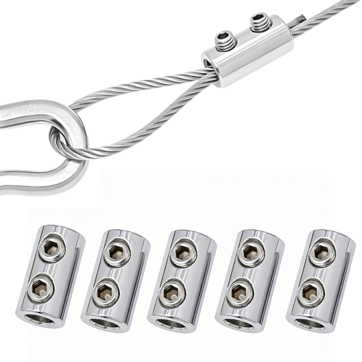 TEMU Lot de 15 pinces de câble réglables de haute qualité, pinces pour câble métallique à double trou, boucles de verrouillage, attaches avec vis