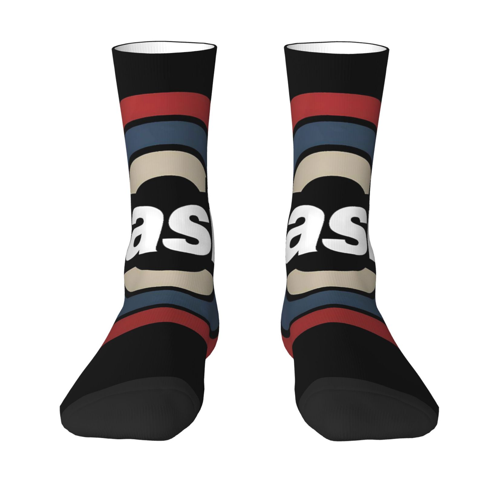 TEMU 1 Pair Vintage Rock Music Men's Printed Socks - Breathable Polyester Blend - Machine Washable Fun Socks, Suitable For Casual And Wear, Unique