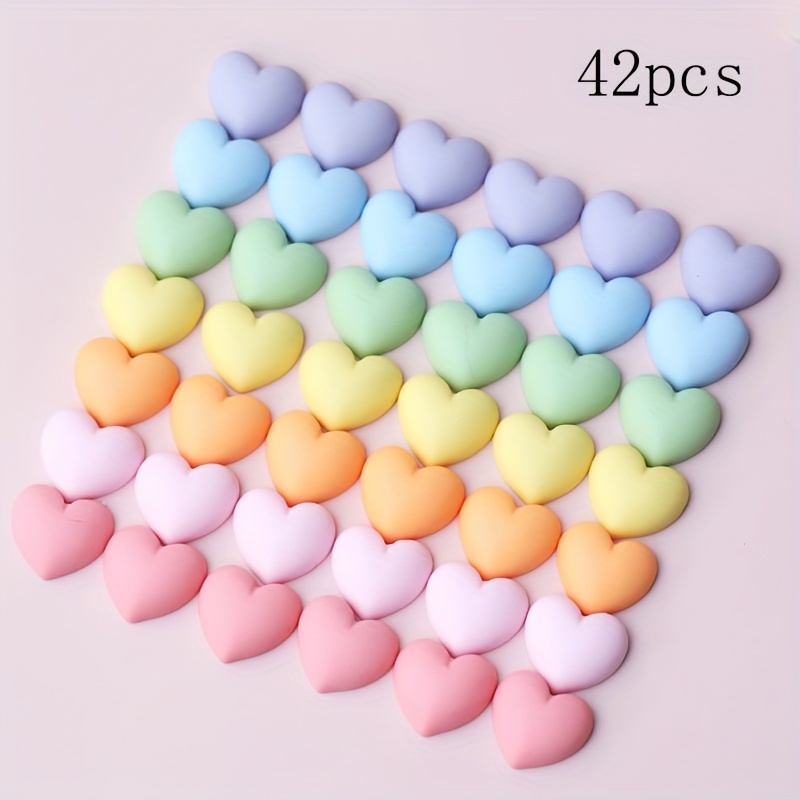 Image of 42pcsmix Pastel Matte Effect, Heart And Star Shapes, Used For Jewelry Making, Hair Additions, And Phone Case Decoration, Fun Additions| Star Decoration| Resin Making Supplies, Jewelry Making Materials
