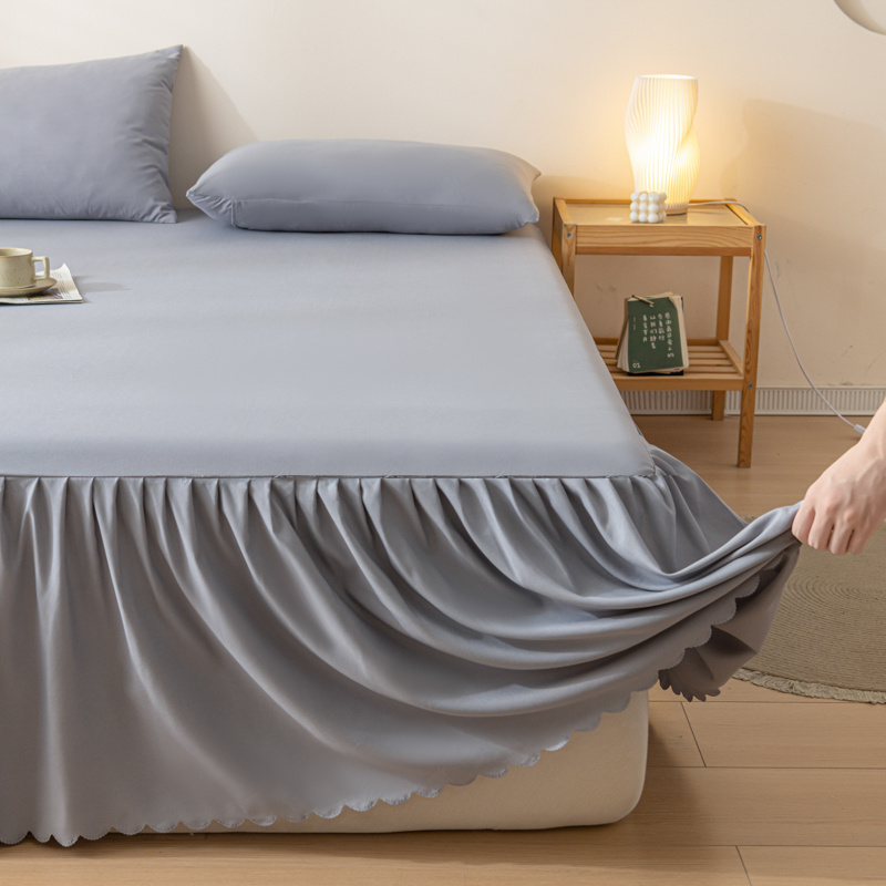 TEMU 1pc Style Brushed Bed Skirt, Soft And Comfortable, Breathable And Skin-friendly, Anti-pilling, Wear-resistant And Durable, Suitable For ,