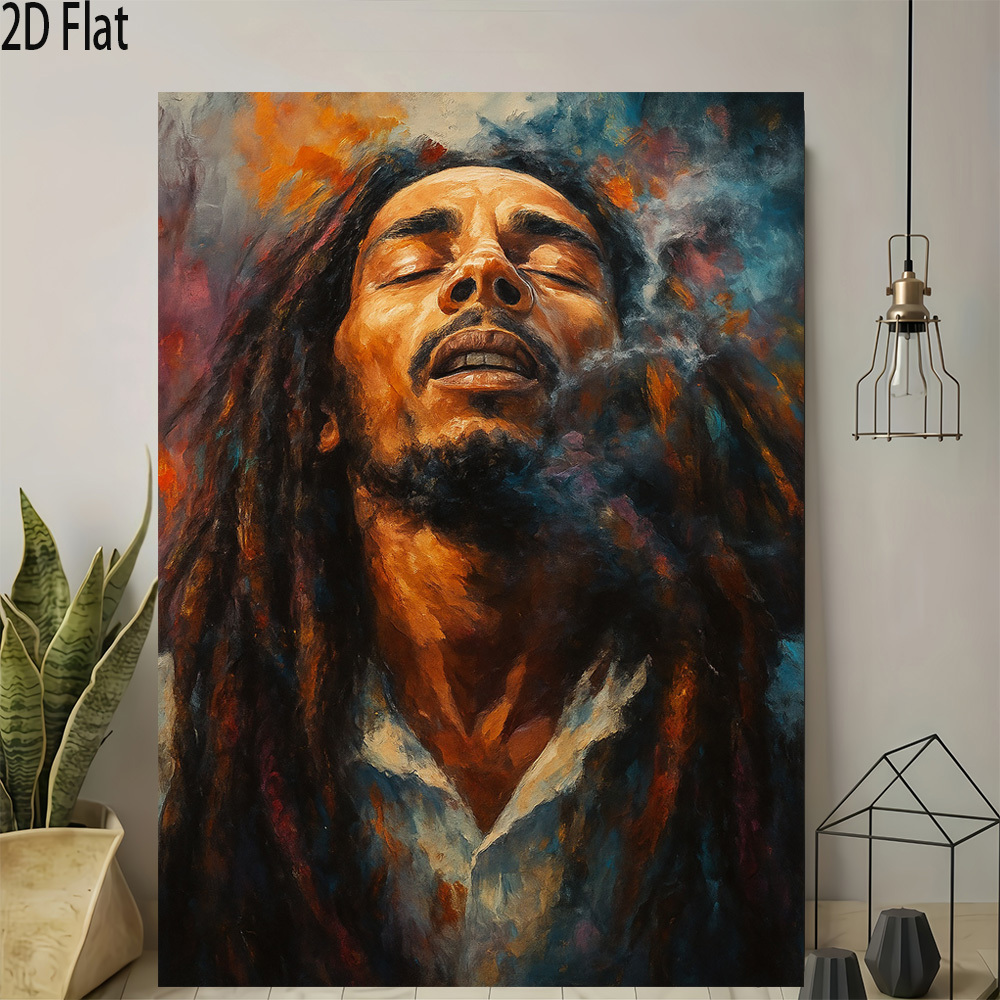 2D Flat, 1pc, Vibrant Abstract Portrait Artwork Wooden Frame Canvas Wall Art Modern Vintage Design, High Quality Printed Poster, Elegant Home Office Decor, 2D Flat - Image 2
