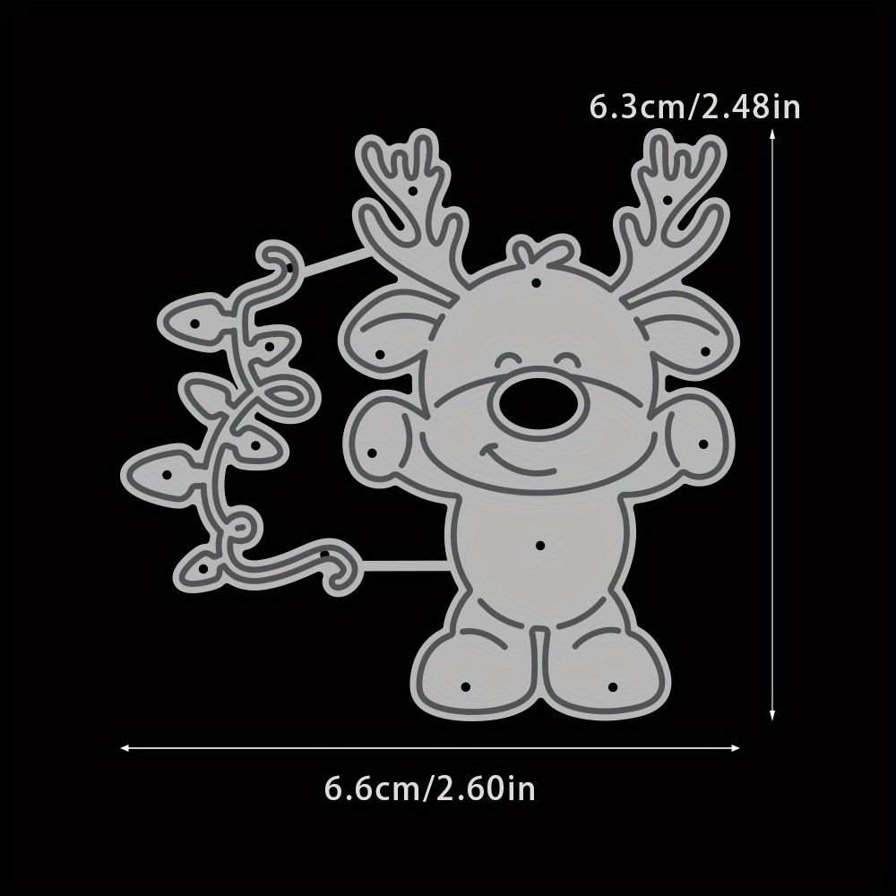TEMU 1pc Original Christmas Decorations Colorful Lights And Cartoon Deer Metal Cutting Dies Craft Tools For Diy Paper Art, Photo Albums, Birthday