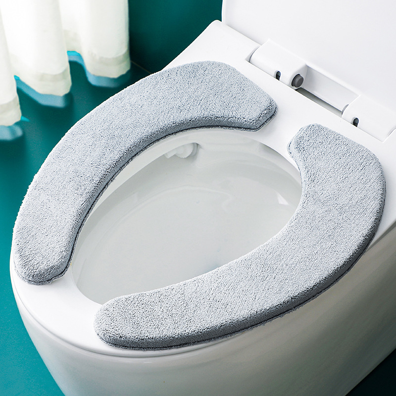 A Set Of 2 1.5cm Thick Plush Toilet Seat Covers, Soft And Machine Washable, Suitable For Toilets, Home Toilet Seat Pads, Usable In , Adhesive And Waterproof, Toilet Additions