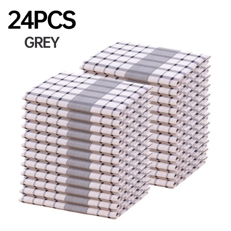 TEMU 15/24pcs Reusable Kitchen Cleaning Cloths, Cleaning Towels, 28x40cm Colorful Vintage Checkered Printed Scouring Pads, Random Styles, Fiber