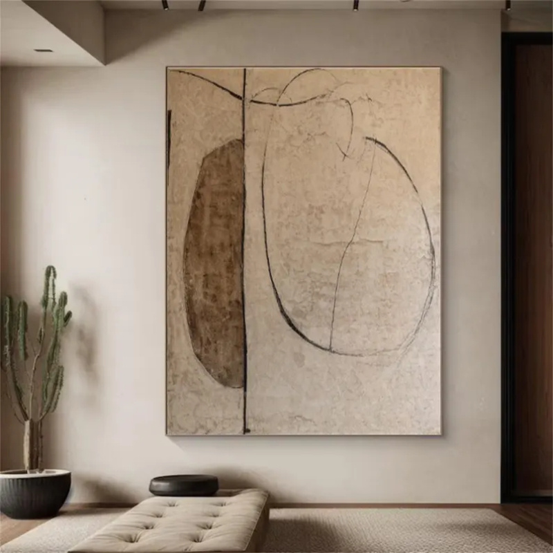 Hand-Painted Abstract Canvas Art - Vintage Minimalist Gray-Brown Oil Painting Texture Wall Art, 100% Hand-Painted Original Modern Work, Luxury Living Room Decoration, Unique Gift Idea, Canvas Wall Art, Abstract Canvas Wall Painting, Art Atmosphere